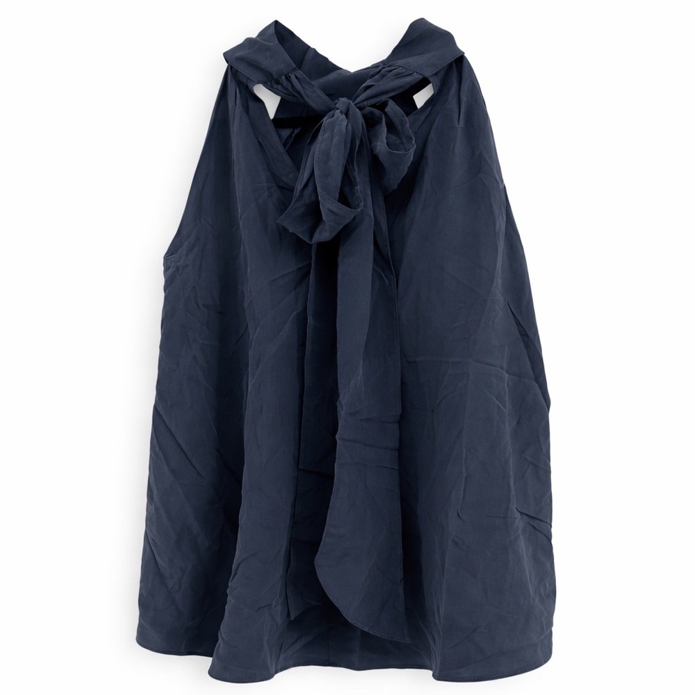 AG Adriano Goldschmied Sleeveless Halter Neck Tie Front Top Blue Size S
